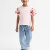 Reiss Ivory Amira Senior Floral Print Puff Sleeve T-Shirt -Style Trend Shop D99 263s