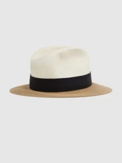 Reiss Blue Annie Colourblock Straw Hat -Style Trend Shop D99098s3