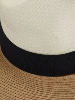 Reiss Blue Annie Colourblock Straw Hat -Style Trend Shop D99098s4