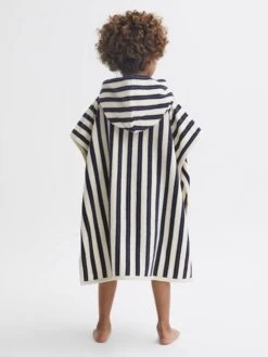 Reiss Blue Stripe Ray Junior Hooded Sleeveless Poncho Towel -Style Trend Shop D99256s5