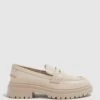 Reiss Ecru Adele Leather Chunky Cleated Loafers -Style Trend Shop M78721s