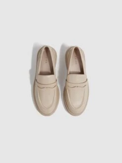 Reiss Ecru Adele Leather Chunky Cleated Loafers -Style Trend Shop M78721s3