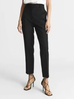 Reiss Black Haisley Petite Slim Leg Tapered Trousers