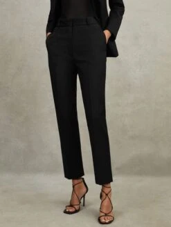 Reiss Black Haisley Petite Slim Leg Tapered Trousers -Style Trend Shop M82765s3