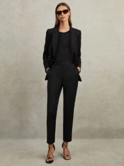 Reiss Black Haisley Petite Slim Leg Tapered Trousers -Style Trend Shop M82765s4
