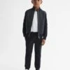 Reiss Navy Trainer Junior Hybrid Zip Through Quilted Jumper