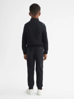 Reiss Navy Trainer Junior Hybrid Zip Through Quilted Jumper -Style Trend Shop M83220s5