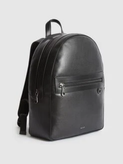 Reiss Black Ethan Leather Backpack -Style Trend Shop M83493s6