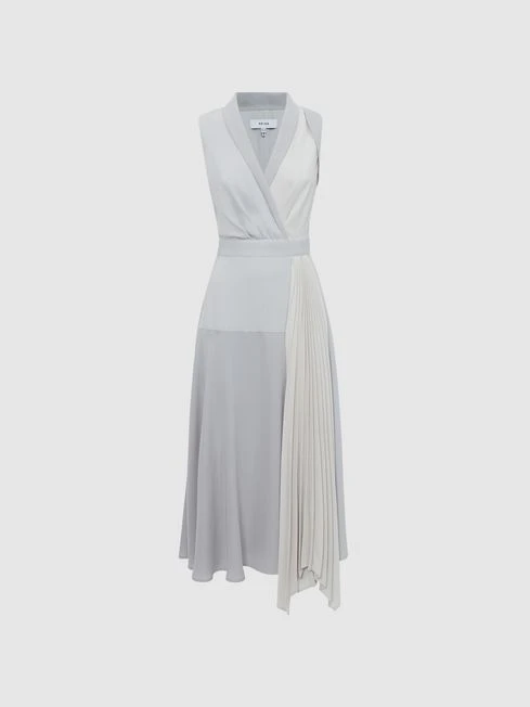 Reiss Lilac Claire Pleated Fitted Midi Dress 4 Reiss Lilac Claire Pleated Fitted Midi Dress - Image 2