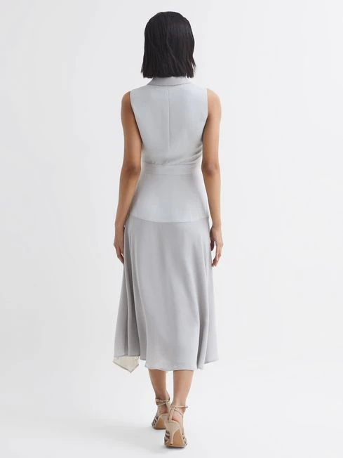 Reiss Lilac Claire Pleated Fitted Midi Dress 7 Reiss Lilac Claire Pleated Fitted Midi Dress - Image 5