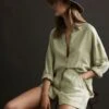 Reiss Khaki Ellis Oversized Long Sleeve Shirt -Style Trend Shop N01994s