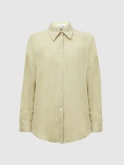 Reiss Khaki Ellis Oversized Long Sleeve Shirt -Style Trend Shop N01994s2