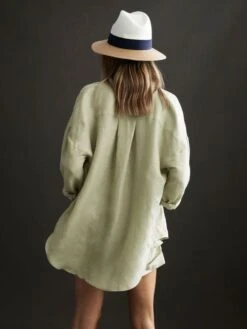 Reiss Khaki Ellis Oversized Long Sleeve Shirt -Style Trend Shop N01994s5