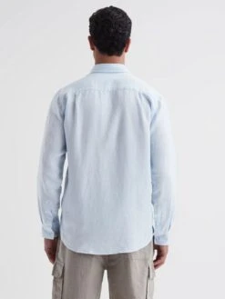 Reiss Pale Blue Caroubis Vilebrequin Linen Shirt -Style Trend Shop N40017s4