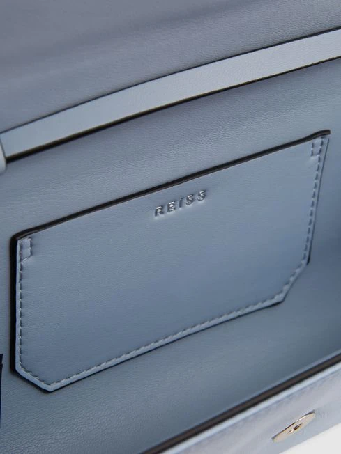 Reiss Powder Blue Delphine Diamanté Buckle Satin Clutch 8 Reiss Powder Blue Delphine Diamanté Buckle Satin Clutch - Image 6