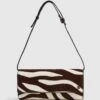 Reiss Mocha Dakota Zebra Calf Hair Baguette Bag -Style Trend Shop N5C 148s