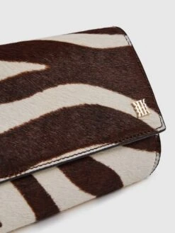 Reiss Mocha Dakota Zebra Calf Hair Baguette Bag -Style Trend Shop N5C148s6