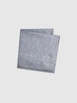 Reiss Soft Blue Melange Marino Silk Polka Dot Print Pocket Square -Style Trend Shop T11 562s3