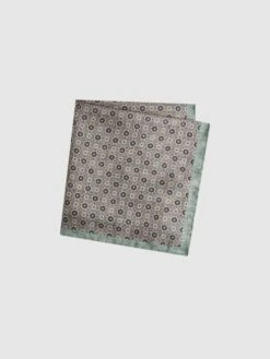 Reiss Sea Green Aviano Silk Medallion Print Pocket Square -Style Trend Shop T11564s3