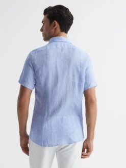 Reiss Soft Blue Holiday Slim Fit Linen Shirt 12 Reiss Soft Blue Holiday Slim Fit Linen Shirt -Style Trend Shop T44918s5