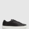 Reiss Black Finley Leather Trainers -Style Trend Shop T46 540s