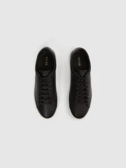 Reiss Black Finley Leather Trainers -Style Trend Shop T46540s3