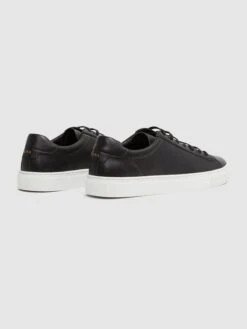 Reiss Black Finley Leather Trainers -Style Trend Shop T46540s4