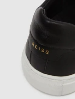 Reiss Black Finley Leather Trainers -Style Trend Shop T46540s5