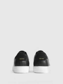 Reiss Black Finley Leather Trainers -Style Trend Shop T46540s6