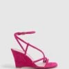 Reiss Pink Cassie Suede Strappy Wedge Heels -Style Trend Shop T55228s