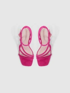 Reiss Pink Cassie Suede Strappy Wedge Heels -Style Trend Shop T55228s3