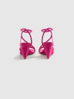 Reiss Pink Cassie Suede Strappy Wedge Heels -Style Trend Shop T55228s4
