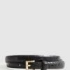 Reiss Black Molly Mini Mini Leather Belt -Style Trend Shop T57 902s