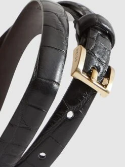 Reiss Black Molly Mini Mini Leather Belt -Style Trend Shop T57902s4