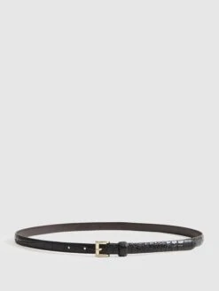 Reiss Black Molly Mini Mini Leather Belt -Style Trend Shop T57902s7