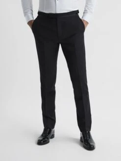 Reiss Black Poker Modern Fit Tuxedo Trousers