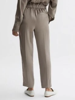Reiss Mink Elaina Satin Elasticated Tapered Trousers 11 Reiss Mink Elaina Satin Elasticated Tapered Trousers -Style Trend Shop T78059s5