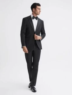 Reiss Black Poker Modern Fit Tuxedo Trousers -Style Trend Shop T78451s3