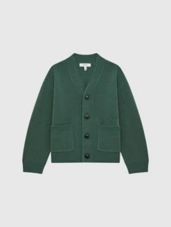 Reiss Pine Green Chile Senior Wool Blend Cardigan -Style Trend Shop T78701s2