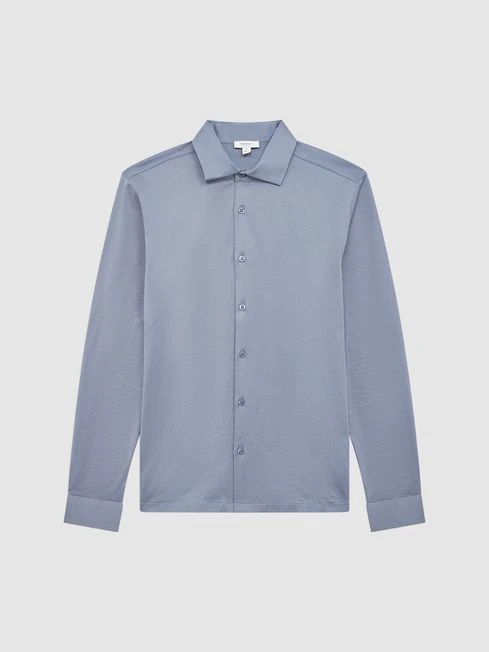Reiss Airforce Blue King Mercerised Cotton Shirt 4 Reiss Airforce Blue King Mercerised Cotton Shirt - Image 2