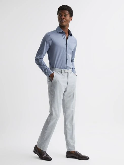 Reiss Airforce Blue King Mercerised Cotton Shirt 5 Reiss Airforce Blue King Mercerised Cotton Shirt - Image 3