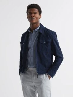 Reiss Airforce Blue King Mercerised Cotton Shirt 15 Reiss Airforce Blue King Mercerised Cotton Shirt -Style Trend Shop T86015s7