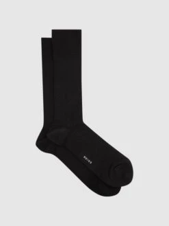Reiss Black Fela Ribbed Socks