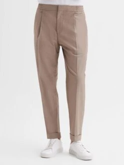 Reiss Fawn Brighton Pleat Front Trousers