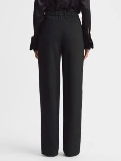 Reiss Black Aleah Pull On Wide Leg Trousers -Style Trend Shop U08648s5