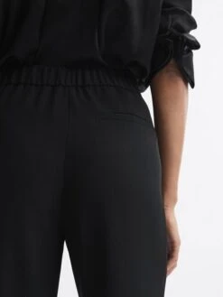 Reiss Black Aleah Pull On Wide Leg Trousers -Style Trend Shop U08648s6