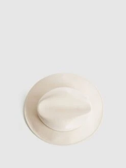 Reiss Ivory Ashbourne Wool Fedora Hat -Style Trend Shop U09 888s4