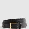 Reiss Black Molly Leather Croc Embossed Belt -Style Trend Shop U09 889s