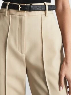 Reiss Black Molly Leather Croc Embossed Belt -Style Trend Shop U09889s3