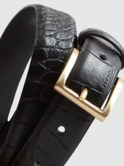 Reiss Black Molly Leather Croc Embossed Belt -Style Trend Shop U09889s4